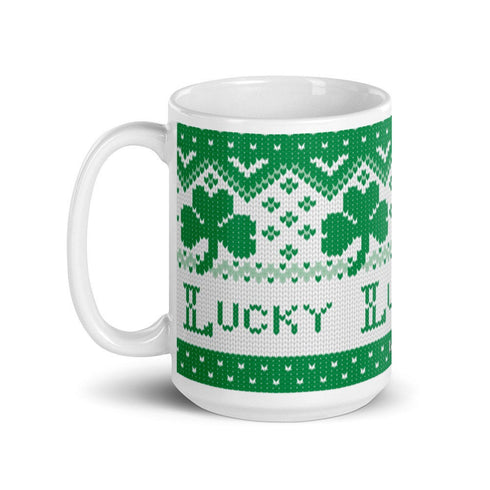 Shamrock Fair Isle Mug for Knitters, Knitting Mug, Knitter Gift, St. Patrick's Day Mug